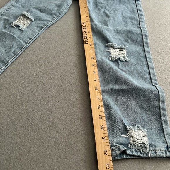 Shein Jeans Girls Size: 10Y | 24 x 23 Inseam Straight Leg Blue Distressed Denim - Picture 4 of 11